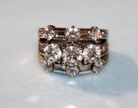 Ladies Three Row, Linear Style Diamond Fashion Ring