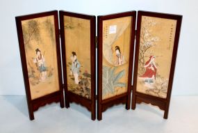 Handpainted Oriental Table Screen