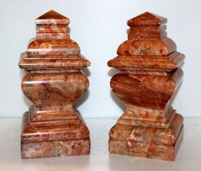 Pair Italian Tiered Marble Mantel Urns