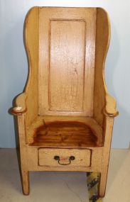 Decorative Distressed Painted Wood Wing Back Chair