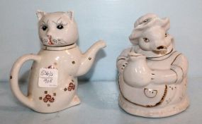 Cat Teapot & Wolf in Nightcap Teapot