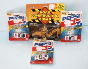 Ford Tractor Loader Backhoe & Three Pepsi Team Racer Cars