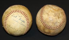 Two Vintage Baseballs Official cotton states League; High and Jr. High Baseball League founded 2009, located in New Albany, MS; has several players signatures