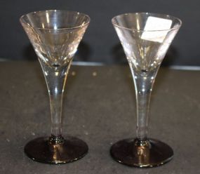 Two Clear and Amethyst Stems 5 1/2" h.