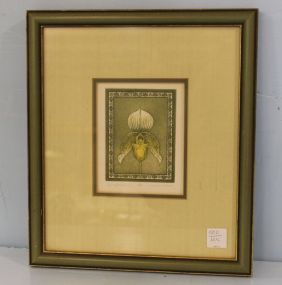 Hand Colored Etching 11/100 Signed Lelia Blair 11 1/2" w., 13 1/2" h.