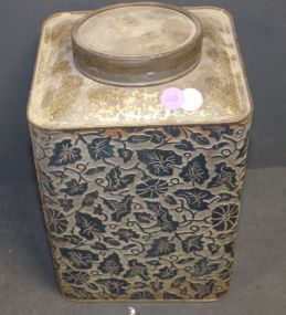 Leaf Pattern Tin Canister 6"w., 10"h.