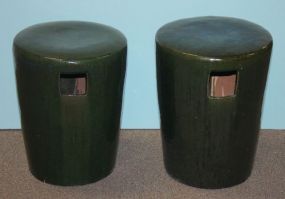 Two Porcelain Oriental Seats Two Porcelain Oriental Seats; 13" dia., 17" h.; 13" dia., 18" h.