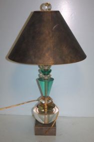 Decorative Glass Lamp on a Painted Base Decorative Glass Lamp (two colors) on a Painted Base; 28 1/2" h. (including finial)