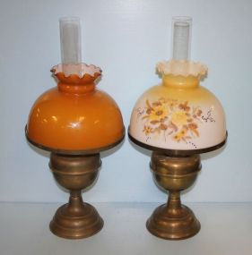 Two Vintage Brass Oil Lamps Two Vintage Brass Oil Lamps; 24 1/2" h.