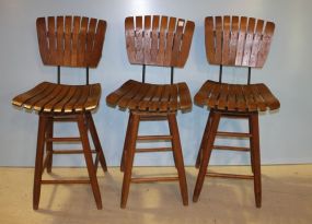 Three Oak Bar Stools Three Oak Bar Stools; 17" w., 13" d., 36 1/2" h.