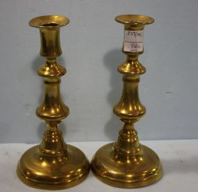 Pair Antique Brass Candlesticks Pair Antique Brass Candlesticks; 8 1/2"h.
