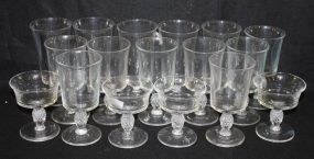 17 Piece Clear Glass Stemware 17 Piece Clear Glass Stemware; four 4 1/2"h., thirteen 7"h.