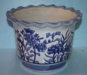 Blue and White Chinese Import Porcelain Flower Pot Blue and White Chinese Import Porcelain Flower Pot; 10' dia.