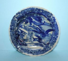 Blue and White Saucer Blue and White Saucer, antique, Japanese lady seated in garden; 6" dia.