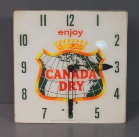 Canada Dry Electric Clock Description: Canada Dry Electric Clock; Pam clock company, has not been tested 15" x 15"