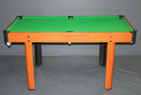 Small Child's Pool Table Description: Small Child's Pool Table; 31" h., 60" l., 30" d., balls and pool sticks not included