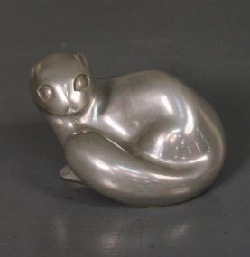 Cast Aluminum Sculpture of an Otter by Richard Fisher Description: Cast Aluminum Sculpture of an Otter by Richard Fisher, signed on bottom, 5 1/2" w., 4" h.