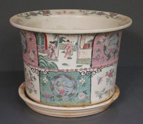 Decorative Oriental Design Planter Description: Decorative Oriental Design Planter; 9" h., 12 1/2" w.