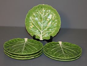 Set of Six Lettuce Shaped Dishes Description: Set of Six Lettuce Shaped Dishes, 8" dia., Faiancas Belo, Portugal 262/2