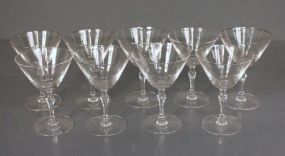Set of Nine Clear Champagne Stemware Description: Set of Nine Clear Champagne Stemware; 6" h.