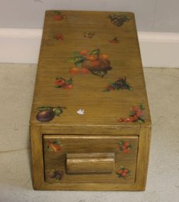 Recipe Box, Wood Grain with Fruit Transfer Decoration Description: Recipe Box, wood grain with fruit transfer decoration, 61" l, 8" w.