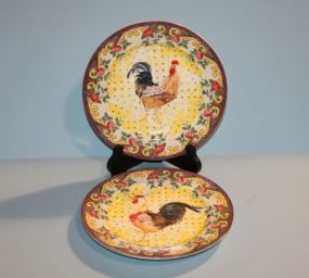 Two Rooster Design Plates Description: Two Rooster Design Plates. 8 1/2" dia.