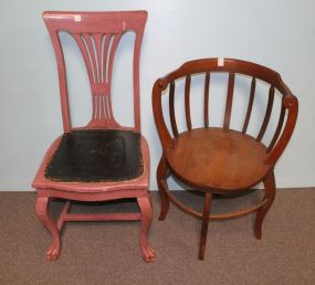 Painted Oak Kitchen Chair, Round Seat Vintage Chair