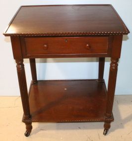 Mahogany One Drawer Rolling Cart 29 1/2" w., 37" h., 24" d.