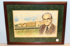 Print of Stennis Hall and Senator Stennis Has signatures; 22 1/2" w., 16 1/2" h.