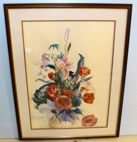 Watercolor of Roses Artist signed Jean Abrams; 28" w., 36" h.