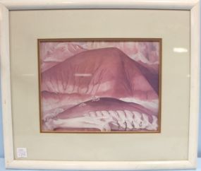 Print "Red and Orange Hills" By O'Keefe 19" w., 16 1/2" h.