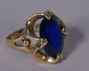 Ladies 10k Ring, Blue Stone