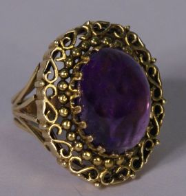 Ladies 14k Gold Ring, Amethyst