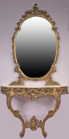 Early 20th Century Gilt Console & Mirror