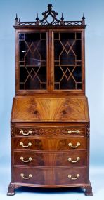 Mahogany Chinese Chippendale Secretary Bookcase