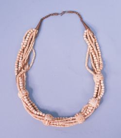 Carved Ivory Multi Strand Beaded Necklace