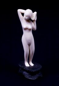 Carved Ivory Nude Bathing Beauty
