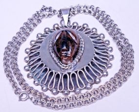 Large Taxco Mexican Sterling "Sunburst & Mask" Pen