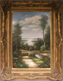 Large Oil on Canvas of Landscape Scene by Jorrens