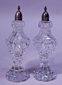 Pair of Sterling/Cut Crystal Salt & Pepper Shakers