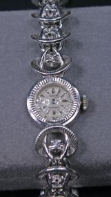 Gruen Ladies 14k White Gold Watch & Band w/ 16 Dia