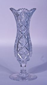 American Brilliant Cut Glass Vase, Hobstars & Diam