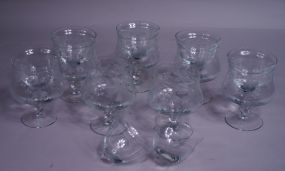 Set of 7 Engraved Crystal Shrimp Icers w/Liners, V