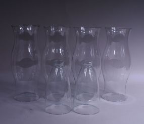 4 Blown Glass Hurricane Globes & 2 Glass Chimneys