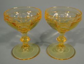 2 Heisey Sahara "Old Sandwich" Champagne Stems