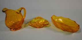 Heisey Marigold "Twist" Hotel Creamer, Relish &