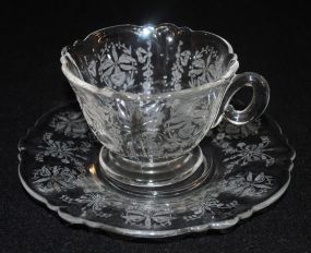 8 Heisey Crystal "Orchid" Cup & Saucers, Queen