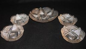 5 Piece Heisey Crystal "Fandango" Shallow Nappy