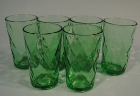 Set of 6 Heisey Moongleam "Yeoman" Soda Tumblers