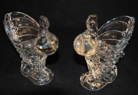 Pair Heisey Crystal "Chanticleer" Vases